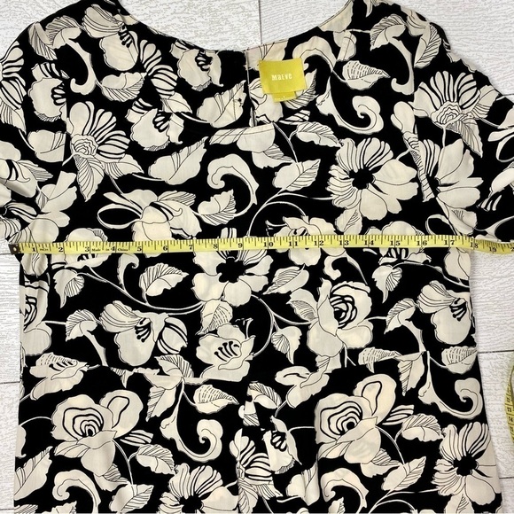 Anthropologie Maeve Black white floral print front pockets dress size 2 - Picture 9 of 12